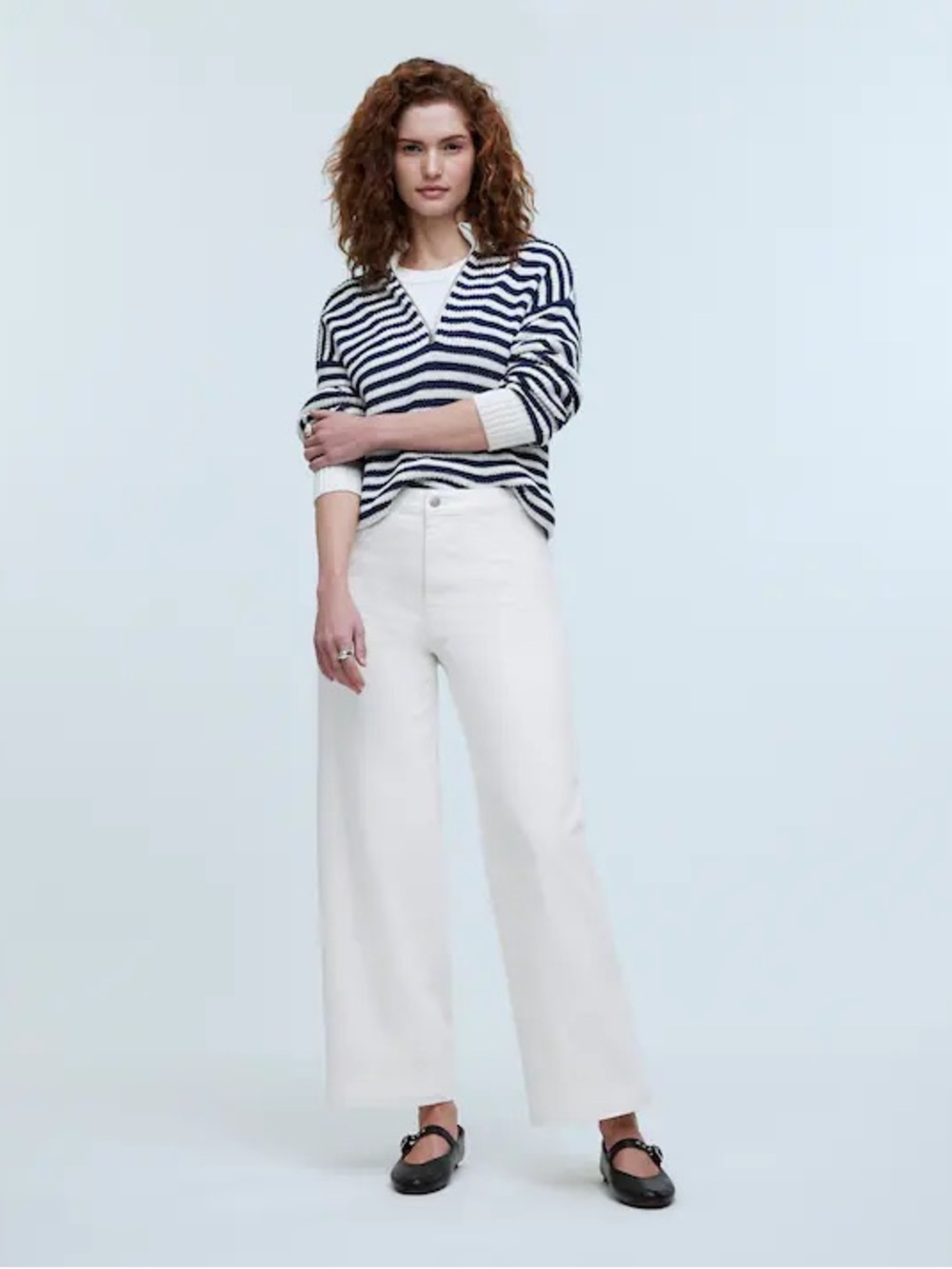 Madewell The Curvy Emmett Jeans Petite Wide Leg High Rise Crop White NWT size 33